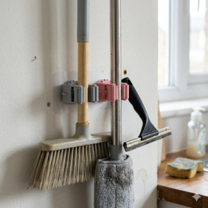 Self-Adhesive Mop & Broom Wall Mount Holder