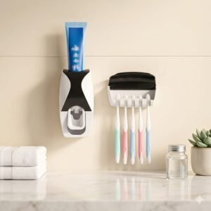 Tooth Paste Dispenser With Brush Holder
