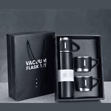 STAINLESS STEEL VACUUM FLASK SET, 500ML WITH 2CUPS