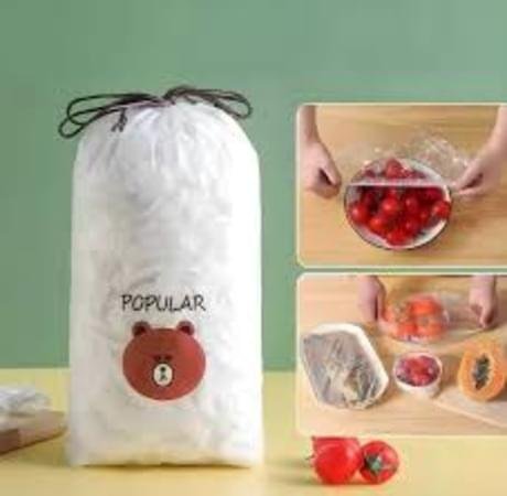 100 Pcs Disposable Food Cover Plastic Shopper Bags - Image 2